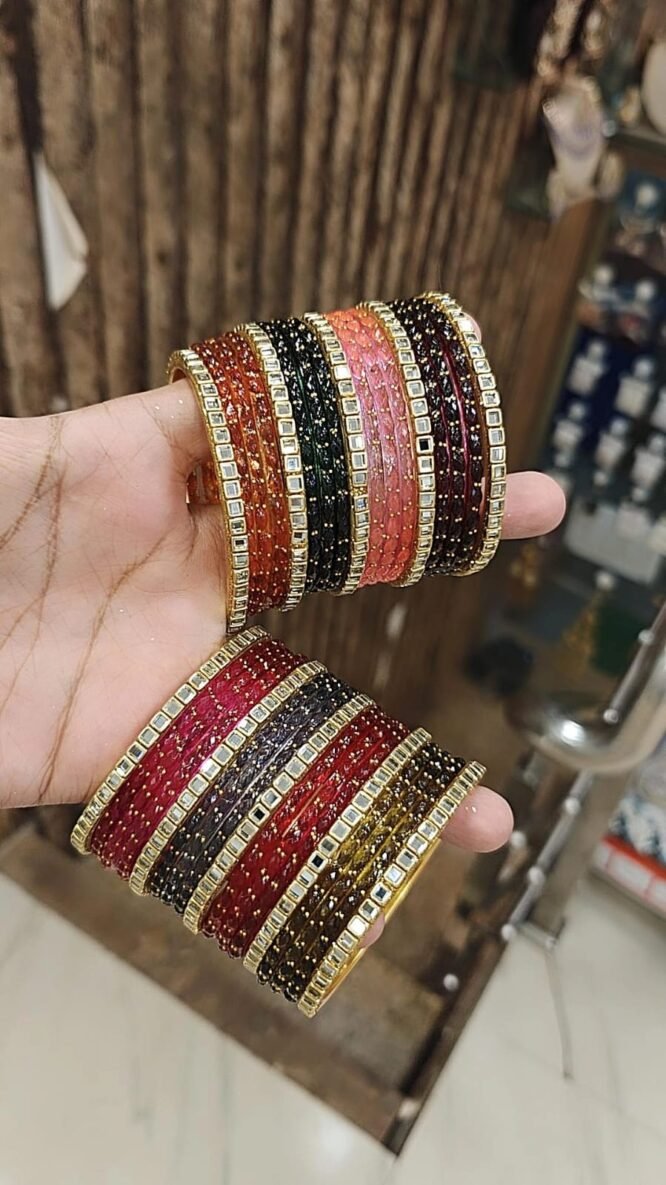 Kps Bangles KUNDAN GLASS BANGLES SET - Bangles King