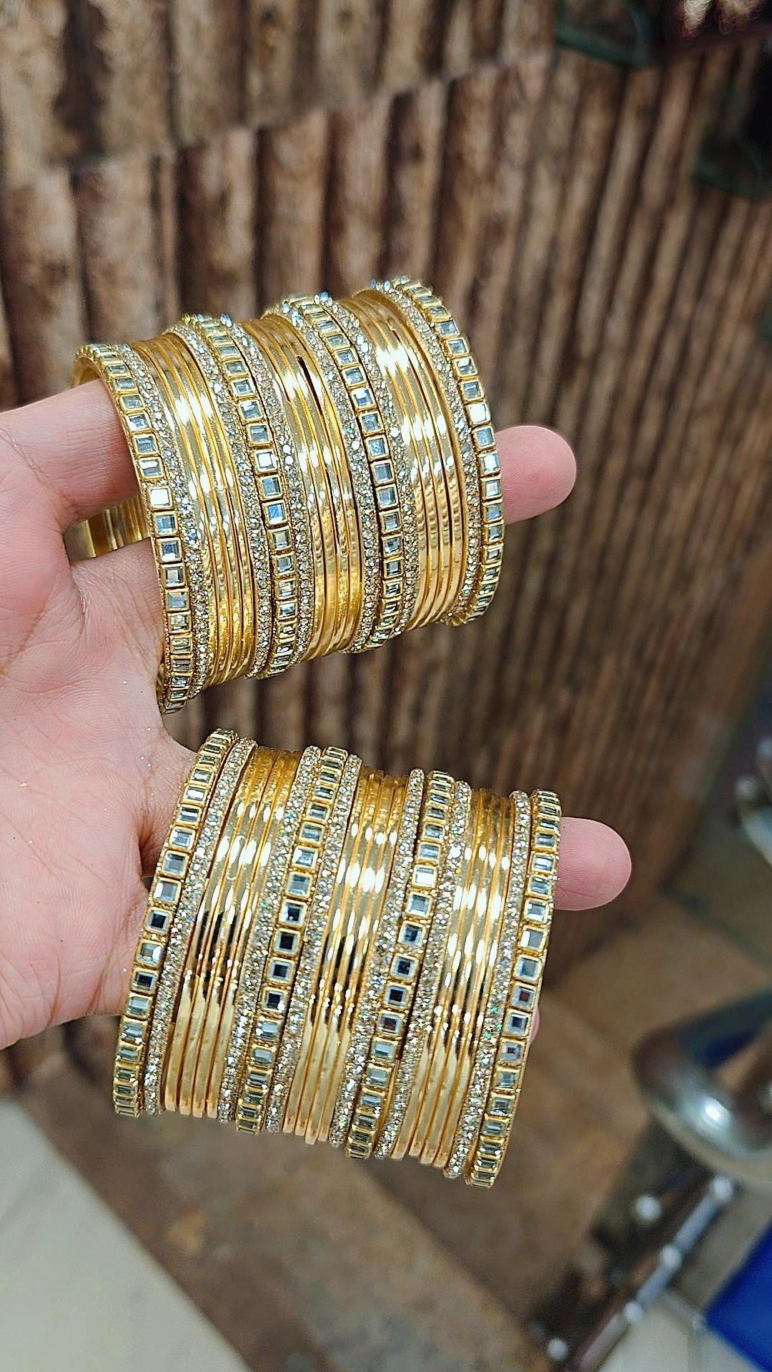 KUNDAN STEEL BANGLES SET