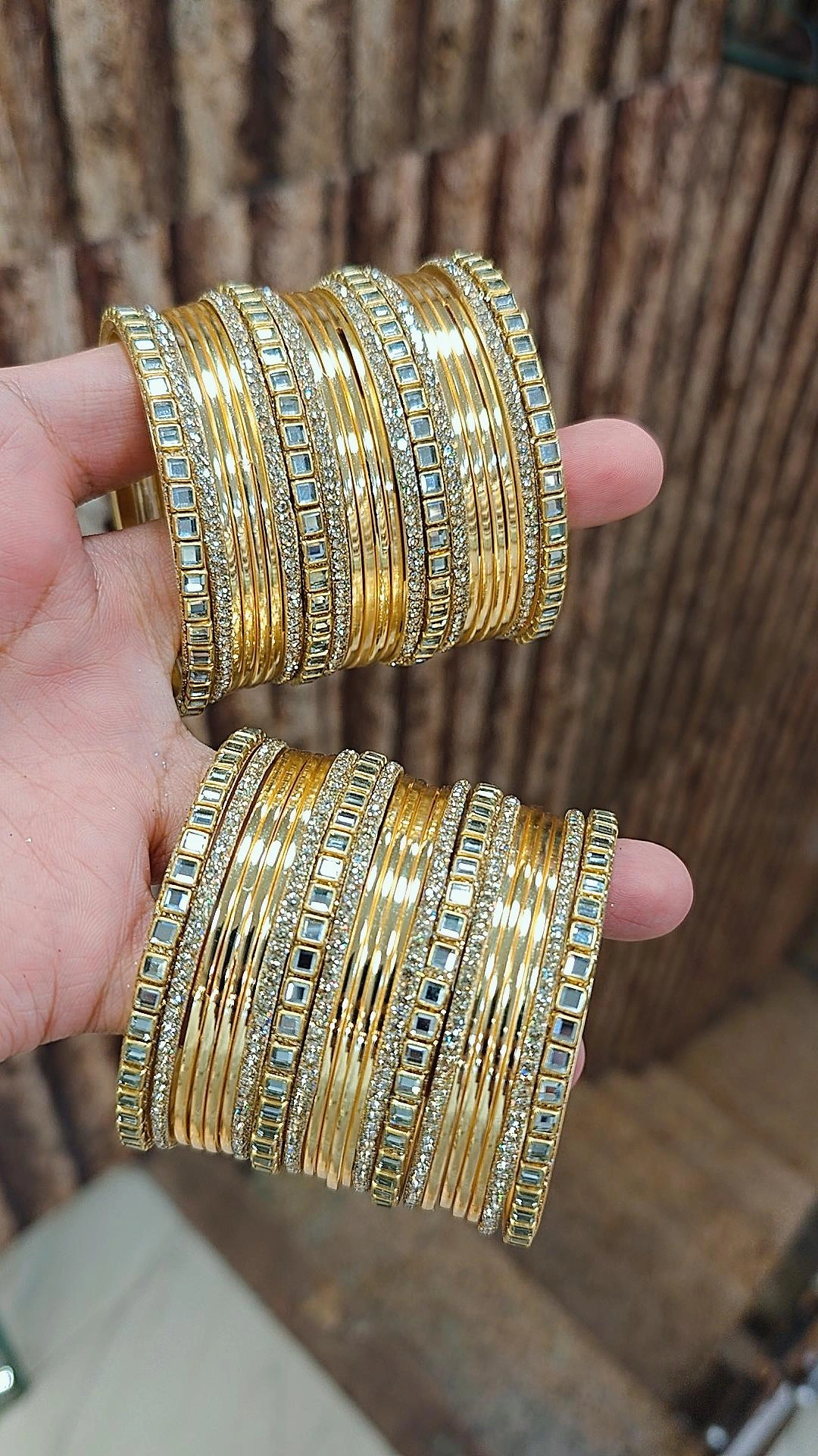 KUNDAN STEEL BANGLES SET