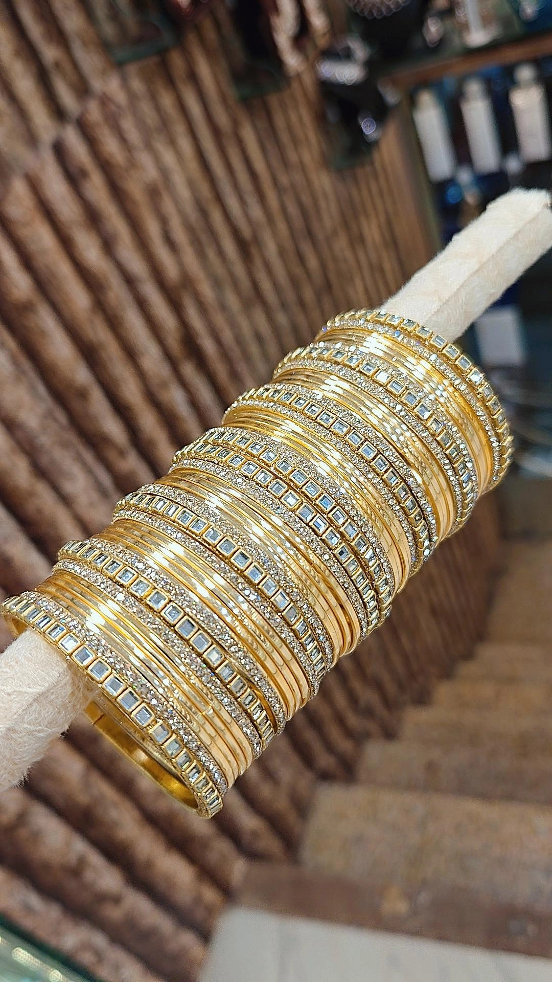 KUNDAN STEEL BANGLES SET